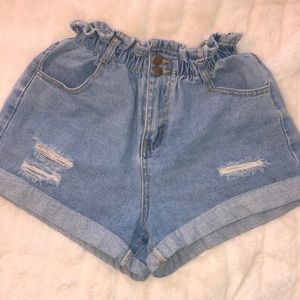 Princess Polly elastic waistband denim shorts